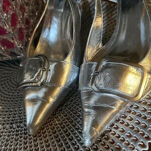 Zara Silver Buckle Heels